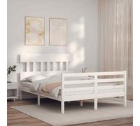 vidaXL Giroletto con Testiera Bianco 120x200 cm in Legno Massello