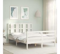 vidaXL Giroletto con Testiera Bianco 120x200 cm in Legno Massello