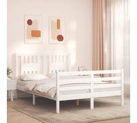 vidaXL Giroletto con Testiera Bianco 120x200 cm in Legno Massello