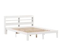 vidaXL Giroletto con Testiera Bianco 140x190 cm in Legno Massello Pino, giroletto con Testata, Letto Doppio, arredo Camera da Letto, Letto