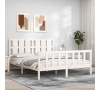 vidaXL Giroletto con Testiera Bianco 160x200 cm Legno Massello
