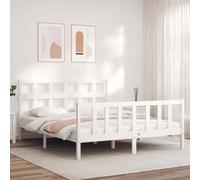 vidaXL Giroletto con Testiera Bianco 160x200 cm Legno Massello