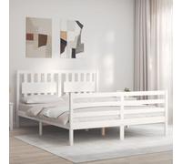 vidaXL Giroletto con Testiera Bianco 160x200 cm Legno Massello