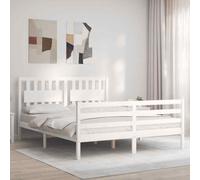 vidaXL Giroletto con Testiera Bianco 160x200 cm Legno Massello