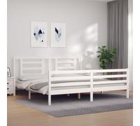 vidaXL Giroletto con Testiera Bianco 200x200 cm in Legno Massello