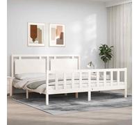 vidaXL Giroletto con Testiera Bianco 200x200 cm in Legno Massello