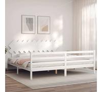 vidaXL Giroletto con Testiera Bianco 200x200 cm in Legno Massello