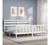 vidaXL Giroletto con Testiera Bianco 200x200 cm in Legno Massello