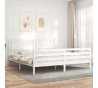 vidaXL Giroletto con Testiera Bianco 200x200 cm in Legno Massello