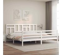 VIDAXL - Giroletto con Testiera Bianco 200x200 cm in Legno Massello - SPEDIZIONE GRATUITA