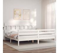 vidaXL Giroletto con Testiera Bianco 200x200 cm in Legno Massello