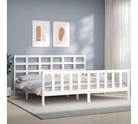 AX Giroletto Bianco 2.05x2.05x1m Testiera Pediera Doghe Rustico Telaio + 3192122