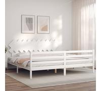 VIDAXL - Giroletto Con Testiera Bianco 200x200 Cm In Legno Massello - SPEDIZIONE GRATUITA
