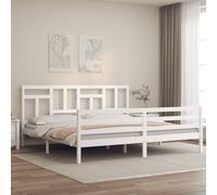 VIDAXL - Giroletto con Testiera Bianco 200x200 cm in Legno Massello - SPEDIZIONE GRATUITA