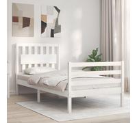 vidaXL Giroletto con Testiera Bianco 90x200 cm in Legno Massello