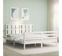 vidaXL Giroletto con Testiera Bianco King Size in Legno Massello