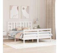 vidaXL Giroletto con Testiera Bianco King Size in Legno Massello
