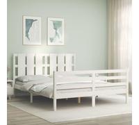 VIDAXL - Giroletto con Testiera Bianco King Size in Legno Massello - SPEDIZIONE GRATUITA
