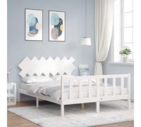 vidaXL Giroletto con Testiera Bianco King Size in Legno Massello