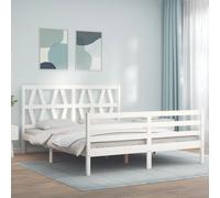 vidaXL Giroletto con Testiera Bianco King Size in Legno Massello