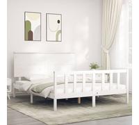 vidaXL Giroletto con Testiera Bianco King Size in Legno Massello