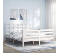 vidaXL Giroletto con Testiera Bianco King Size in Legno Massello