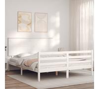 vidaXL Giroletto con Testiera Bianco King Size in Legno Massello