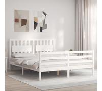 vidaXL Giroletto con Testiera Bianco King Size in Legno Massello