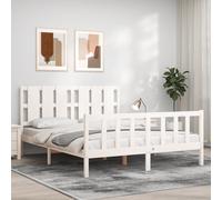 vidaXL Giroletto con Testiera Bianco King Size in Legno Massello