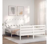 VIDAXL - Giroletto con Testiera Bianco King Size in Legno Massello - SPEDIZIONE GRATUITA
