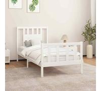 vidaXL Giroletto con Testiera Bianco Legno Massello di Pino 90x200 cm