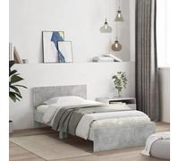 vidaXL Giroletto con Testiera e LED Grigio Cemento 100x200 cm