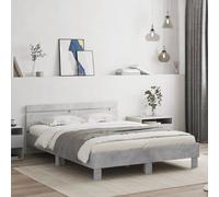 vidaXL Giroletto con Testiera e LED Grigio Cemento 140x190 cm