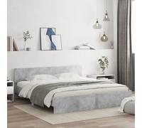 vidaXL Giroletto con Testiera e LED Grigio Cemento 180x200 cm