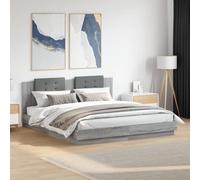 vidaXL Giroletto con Testiera e LED Grigio Sonoma 160x200 cm