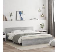 vidaXL Giroletto con Testiera e LED Grigio Sonoma 180x200 cm