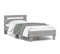 vidaXL Giroletto con Testiera e LED Grigio Sonoma 75x190 cm