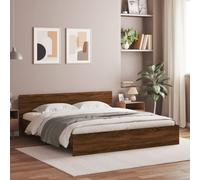 vidaXL Giroletto con Testiera e LED Rovere Marrone 200x200 cm