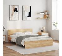 vidaXL Giroletto con Testiera e LED Rovere Sonoma 160x200 cm