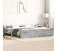 vidaXL Giroletto con Testiera e Pediera Grigio Sonoma 200x200 cm