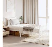 vidaXL Giroletto con Testiera e Pediera Metallo Bianco 100x190 cm