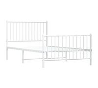 vidaXL Giroletto con Testiera e Pediera Metallo Bianco 100x190 cm