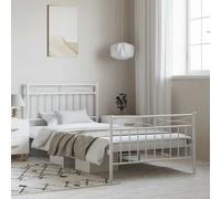 vidaXL Giroletto con Testiera e Pediera Metallo Bianco 100x190 cm