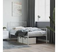 vidaXL Giroletto con Testiera e Pediera Metallo Bianco 100x200 cm