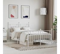 VIDAXL - Giroletto Con Testiera E Pediera Metallo Bianco 120x190 Cm - SPEDIZIONE GRATUITA