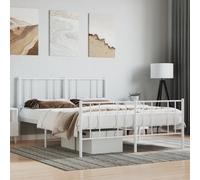 vidaXL Giroletto con Testiera e Pediera Metallo Bianco 135x190 cm