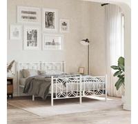 vidaXL Giroletto con Testiera e Pediera Metallo Bianco 135x190 cm