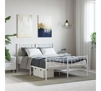 vidaXL Giroletto con Testiera e Pediera Metallo Bianco 135x190 cm