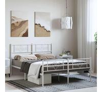 VidaXL Giroletto con Testiera e Pediera Metallo Bianco 150x200 cm