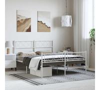 vidaXL Giroletto con Testiera e Pediera Metallo Bianco 150x200 cm